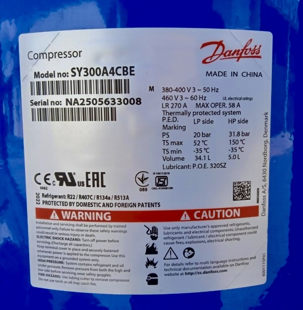 Block máy nén lạnh Danfoss 25HP SY300A4ABB